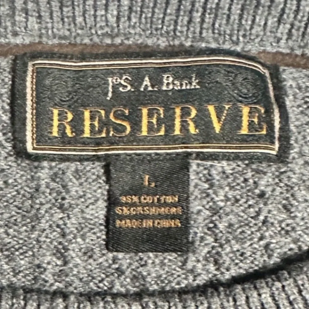 Jos. A. Bank Reserve Cotton Cashmere Preppy Sweater Grey Excellent Large Mens